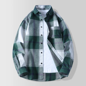 High-quality autumn new style, fashionable, stylish, versatile and casual checkered men's shirt for teenagers