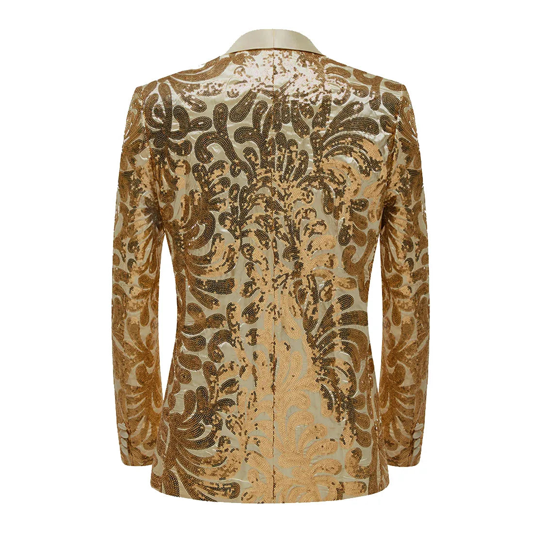 High-quality men's suit solid color fashion handsome sequin slim long sleeve youth green fruit collar casual suit jacket
