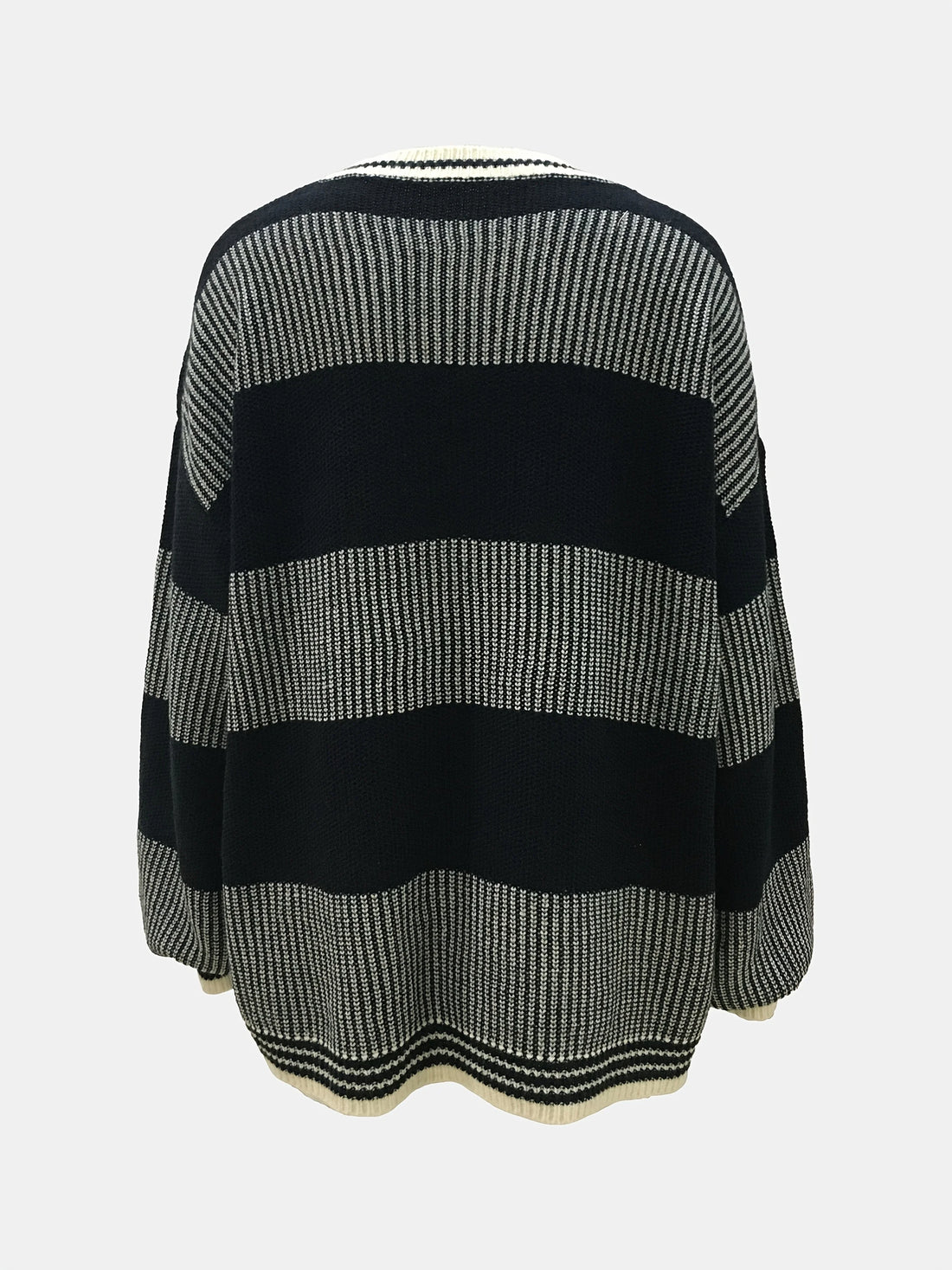 Autumn and winter women's round neck casual lantern sleeve contrasting woolen pullover top