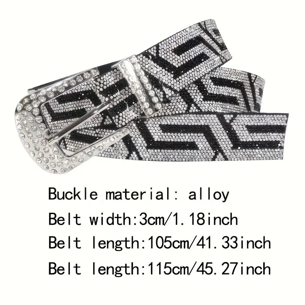 New Women's Fashionable Rhinestone Studded Belt Luxury Shiny Rivet Men's Belt, Street Hip-Hop Punk Rock Style Designer Y2k Belts
