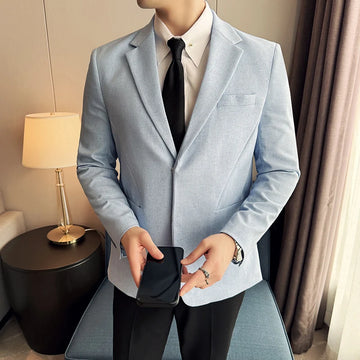 High-quality, fashionable and stylish business linen breathable magnetic button-down suit jacket with two buttons