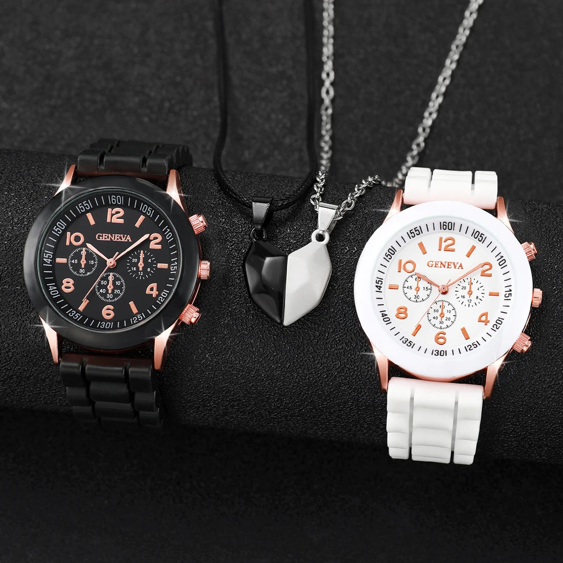 4PCS Fashion Couple Watches Set Casual Silicone Strap Women Wristwatch Men's Quartz Watch Reloj Mujer（Without Box）