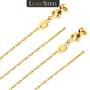 LUXUSTEEL Fashion Rolo Link Chain For Women Men Stainless Steel Sliding Clasp Adjustable Thin Universal Necklace DIY 0.8-1.3mm
