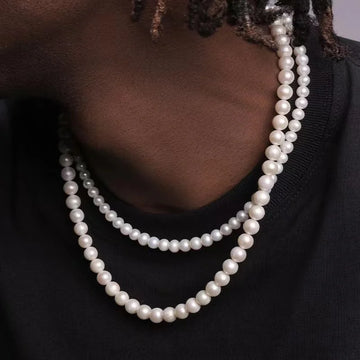 Pearl Necklace Men Simple Handmade Strand Bead Necklace 2022 New Trendy Men Jewelry for Women Girls Wedding Banquet Necklaces