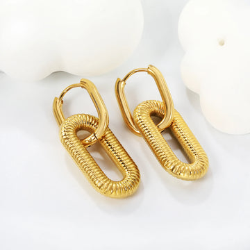 Vintage Exaggerated Irregular Pendant Earrings Fashion Party Jewelry Stainless Steel Gold-Plated Waterproof Earrings for Women