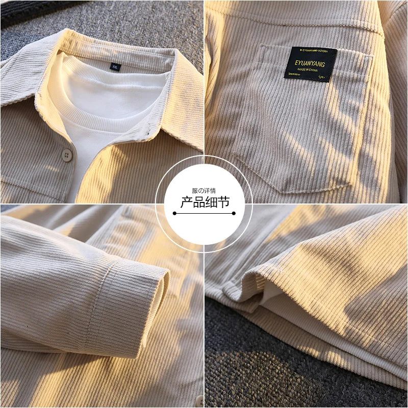 High-quality men's casual business boutique autumn new style wick trendy and fashionable long-sleeved shirt