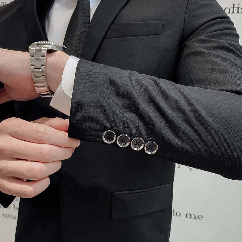 High-quality and fashionable three-piece suit for work, wedding, cool and versatile, trendy business, casual and versatile solid