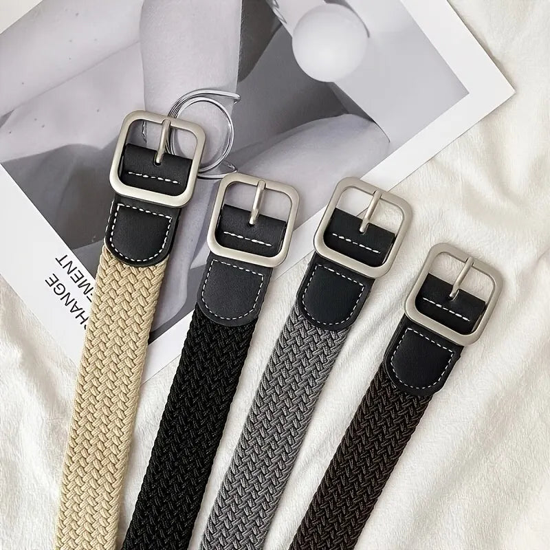 Women's Belt Casual Woven Elastic Belt Outdoor Sports Men's Belt Climbing Work Belt Jeans Suit Pants Men's And Women's Universal