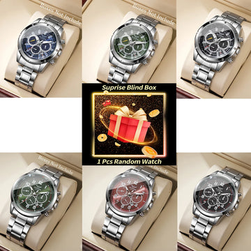 1PC Surprise Mystery Watch Blind Box-Luxury Men's Calendar Quartz Watch Fashion Men Business Watches Reloj Hombre（Without Box）
