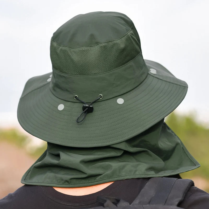 Fisherman's hat, male sun hat, summer outdoor quick drying sun hat, fishing breathable sun hat, female face mask hat
