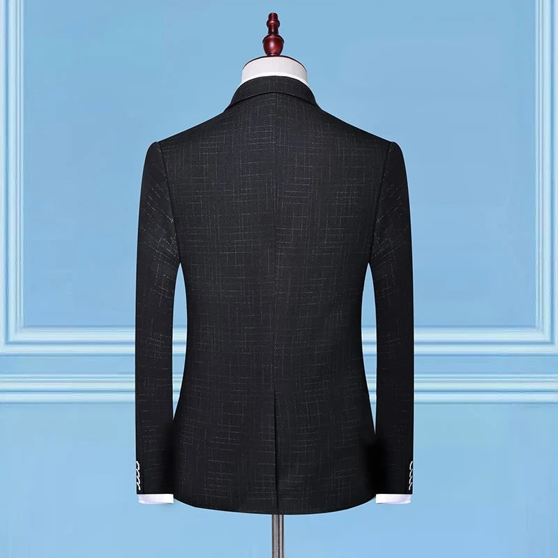 British Style 3-Piece Suit Set - High-Quality Men's Fashion Wedding Banquet European American Look with Jacket Vest Trousers