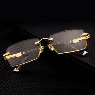 Crystal Stone Sunglasses Man Business Classics Rimless Glass Sun Glasses Woman Vintage Mineral Lens Acetate Anti Scratch