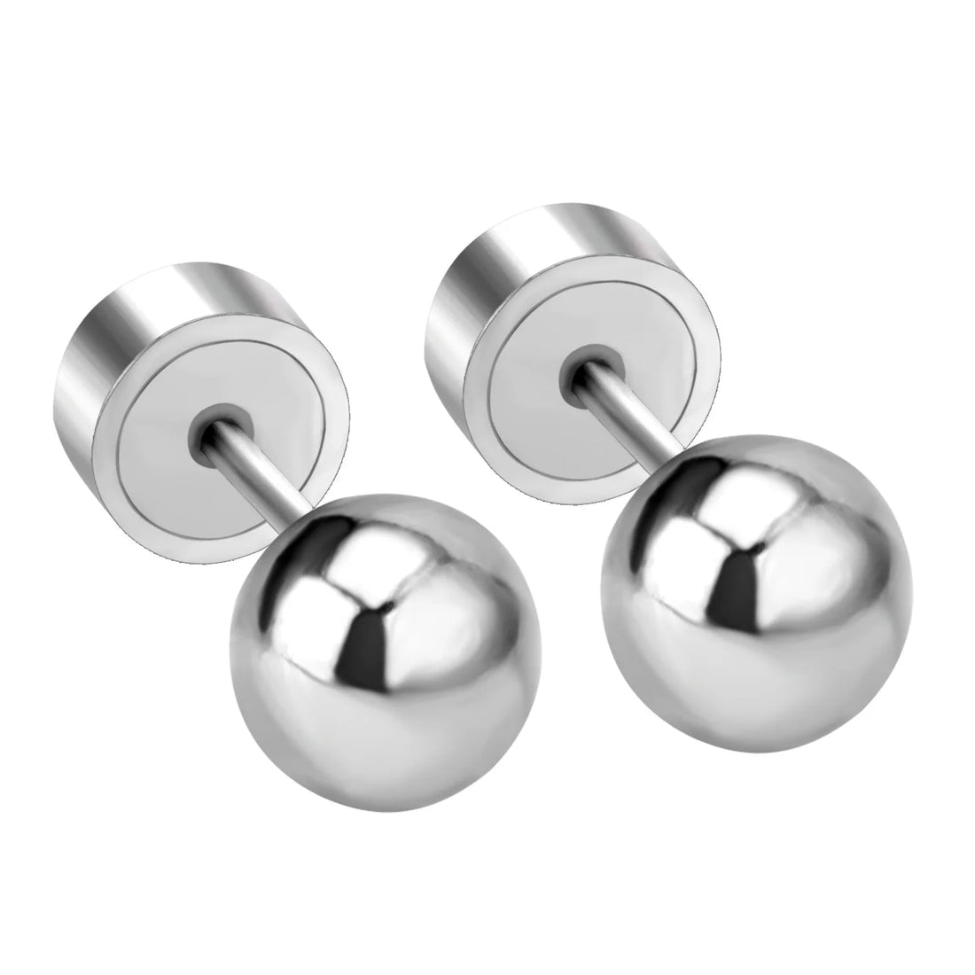 LUXUSTEEL 2Pcs 3/4/5mm Round Ball Earrings For Women Men Gold Color Silver Plated Stainless Steel Stud Earring Punk Jewelry