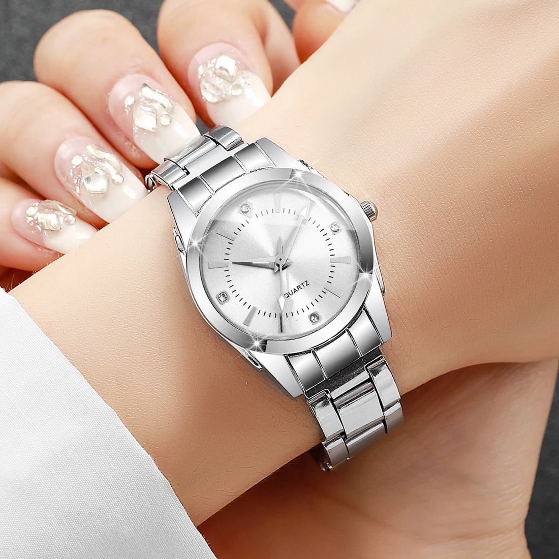 2/3/4/5PCS Women Stainless Steel Strap Wristwatches Set Ladies Fashion Quartz Watch Reloj Mujer（Without Box）
