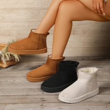 Winter new style thick sole fur-lined fashionable snow boots for women, extra warm and thick, large size, cotton shoes 2025