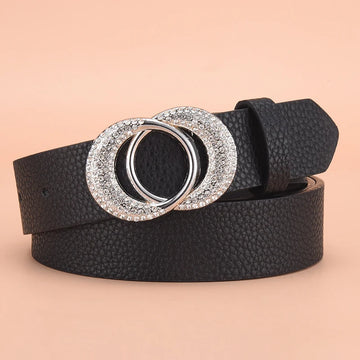 Women'S Inlaid Imitation Diamond Belt Fashion Rhinestone Women'S Belt Paired With Jeans Leather Belt，Gift For Girlfriend And Mon