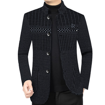 High-quality men's fashionable and stylish new Chenille stand-up collar spring and autumn button-up suit jacket