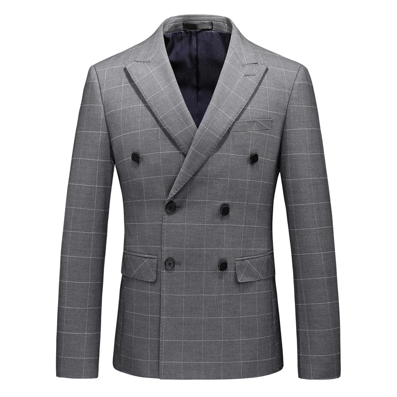 Men's Plaid Three-Piece Suit Set 2024 Fashion Handsome Business Groom Dress with Vest And Trousers