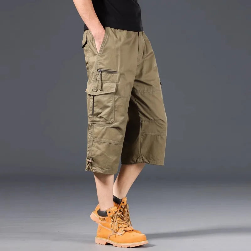 Men's shorts summer loose casual pants trend elastic waist plus size outdoor jogging multi-pocket sweatpants