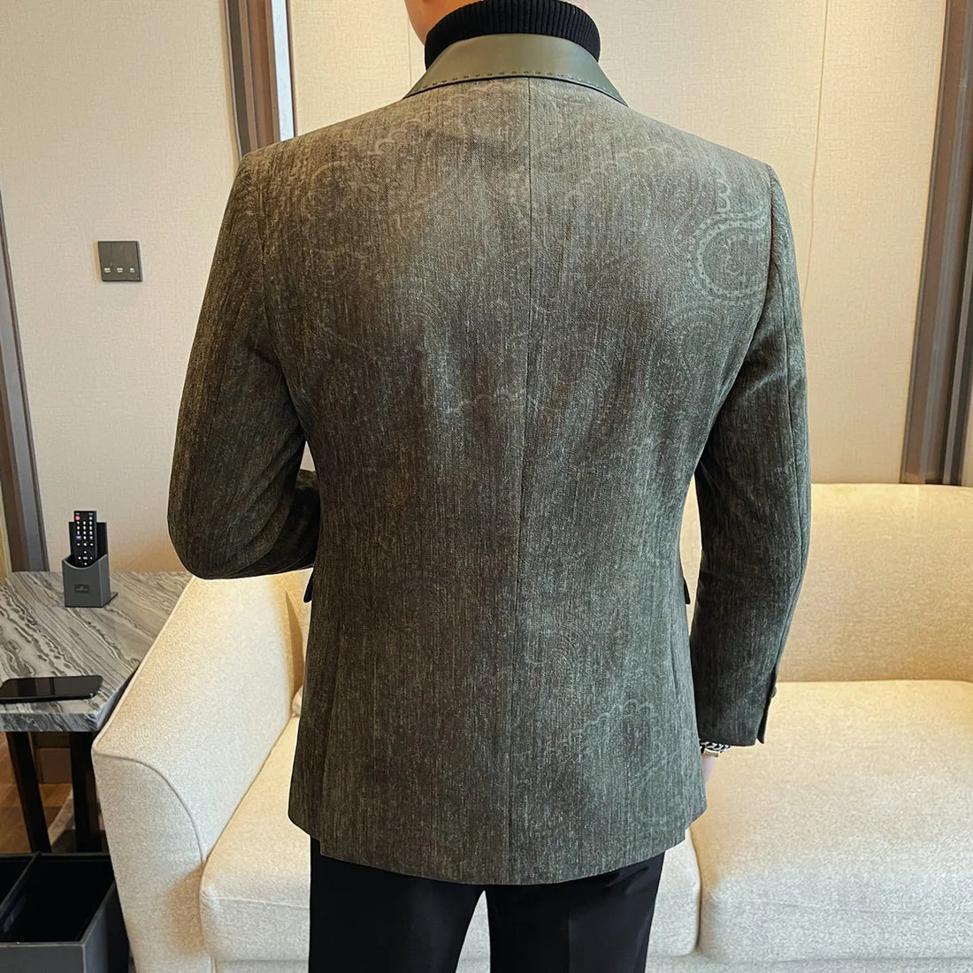 High-quality men's fashionable suit jackets, autumn and winter casual patchwork suits, new high-end patchwork suits