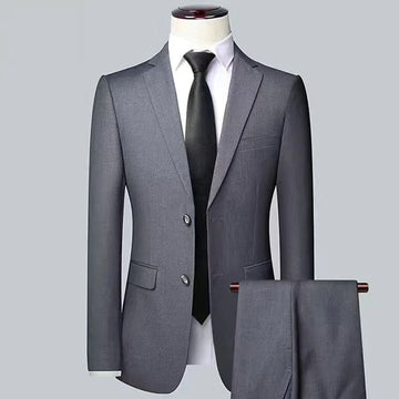 Men's Slim Fit Two-Piece Suit 2024 High-Quality Business Professional Formal Workwear Two-Button Trousers & Jacket Set