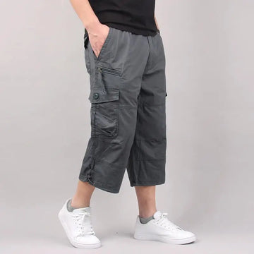 Men's Cargo Shorts Summer Loose Casual Pants Elastic Waist Large Size Outdoor Jogging Sweatpants Trend Multi Pockets