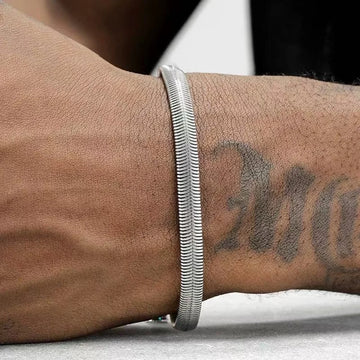 Hip Hop Stainless Steel Flat Snake Chain Men Bracelet Simple Titanium Steel Jewelry Trend Party Accessories Women Gifts