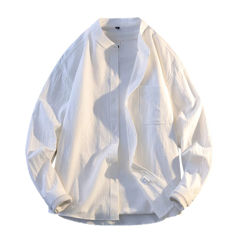 Autumn new style pure cotton trendy, fashionable, cool, casual and business versatile stand-up collar shirt