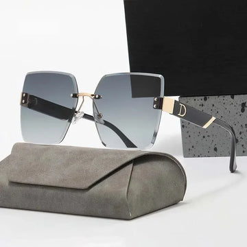 Vintage Rimless Square Sunglasses - Gradient Shades, UV400