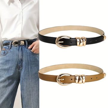 New Luxury Women's Belt Leisure Fashion High-quality Golden Buckle Belt Design Waist Strap Belt，With Jeans、Skirt，For Ideal Gifts