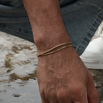 Simple Stainless Steel Box Chain Men Bracelet INS Plated Color Bracelet Hip Hop Jewelry Accessories Gift