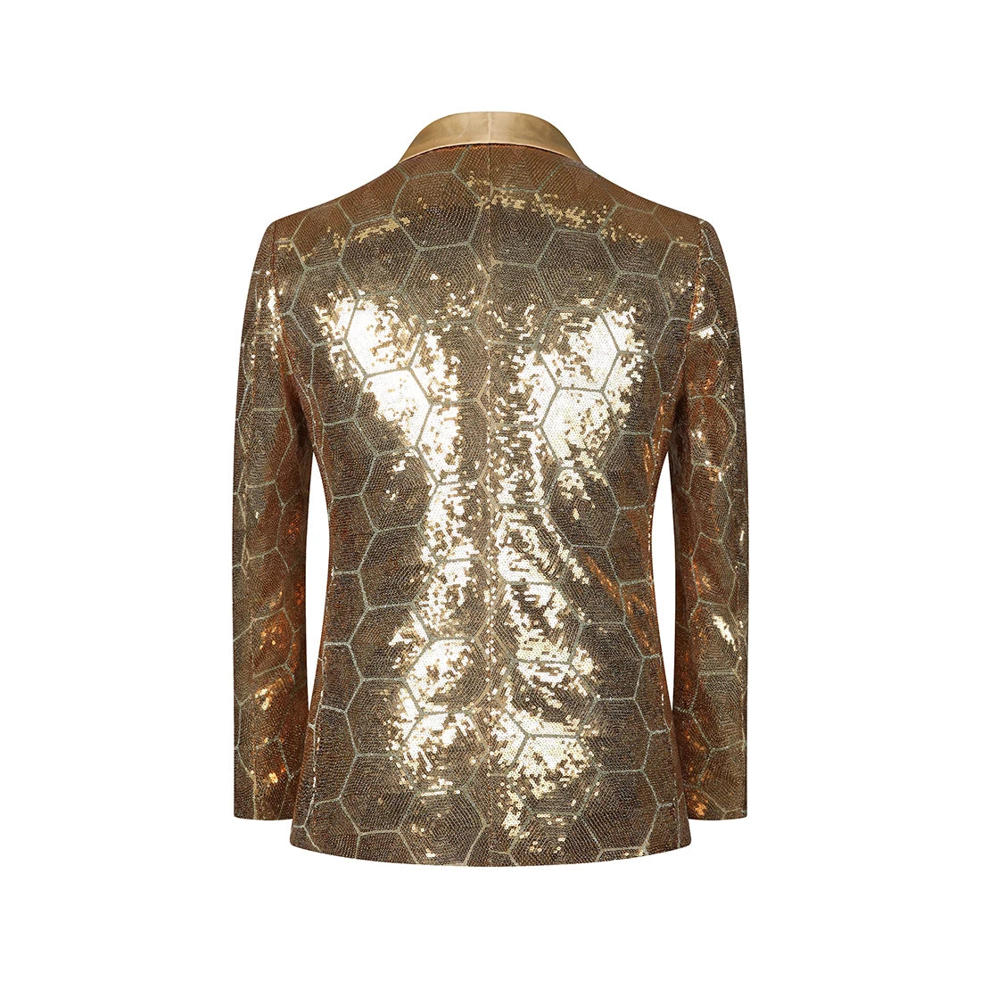 High quality men's hexagon sequin fashion green fruit collar suit stage costume Nightclub bar DJ singer host suit outside