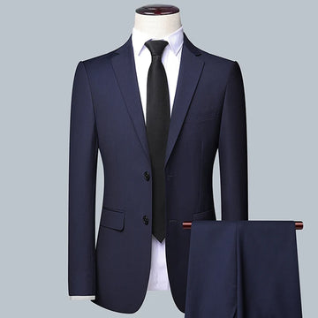 2025 Men's Two-button Two-piece Slim-Fit Business Suit Set Korean-Style Fashionable High-End Formal Wear for Office And Work