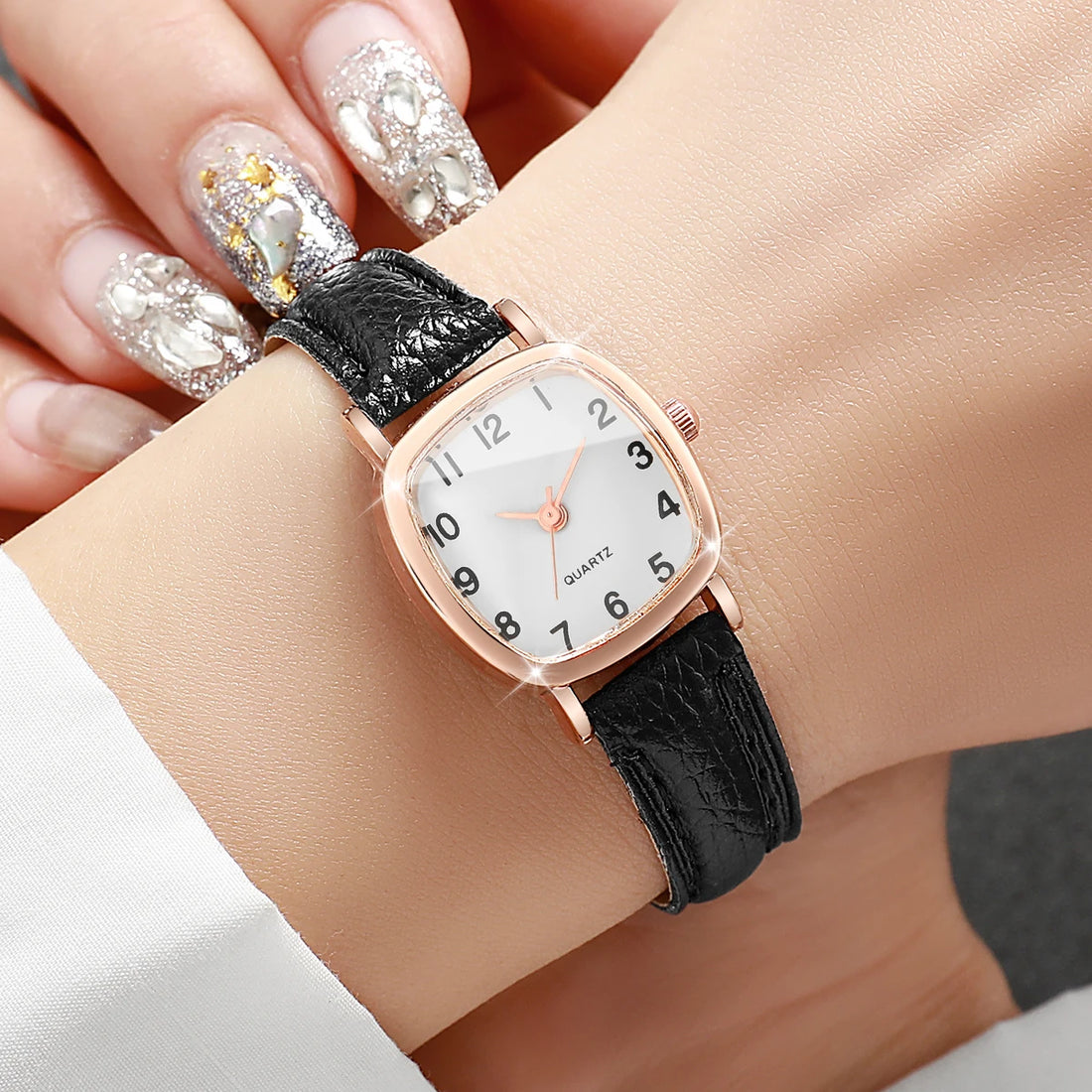 5PCS Fashion Women Watches Set Simple Small Dial Leather Strap Quartz Watch Reloj Mujer（Without Box）