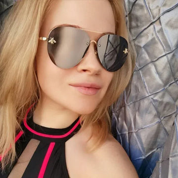 Rimless Round Oversized Sunglasses