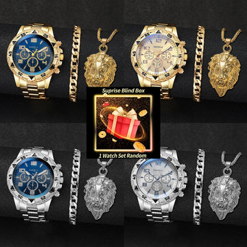Surprise Mystery Watch Set Blind Box- 3PCS/Set Fashio Men's Watch Arabic Dial Man Business Watches Jewelry Set（Without Box ）