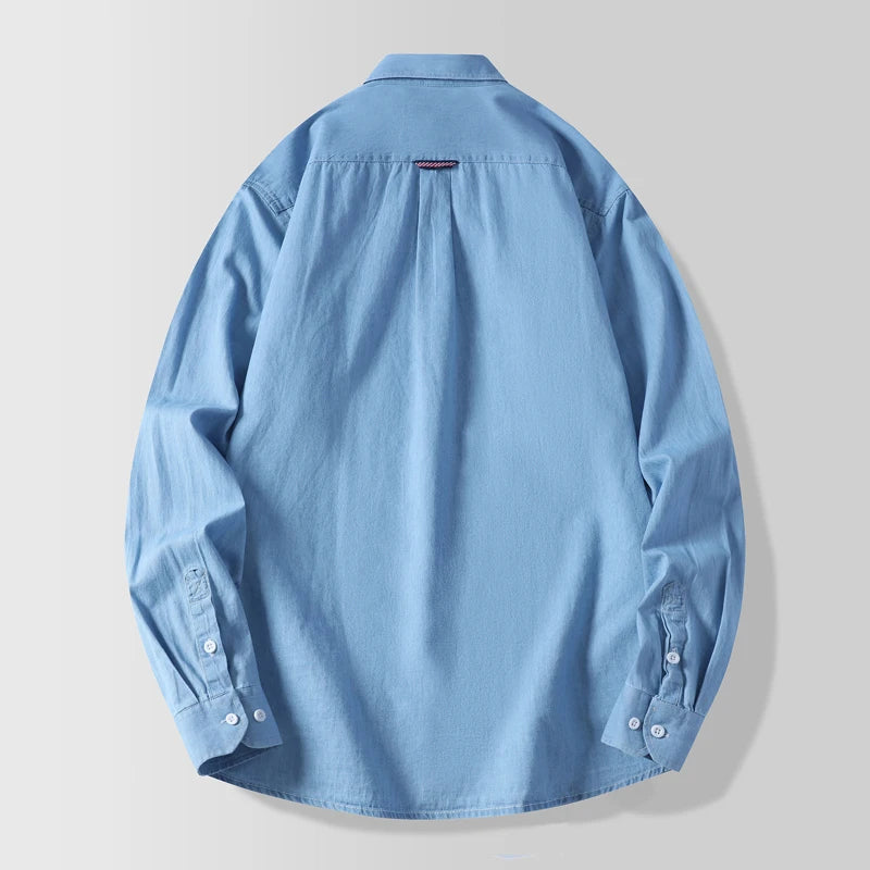 High-quality, fashionable and stylish solid-color autumn new versatile outerwear for teenagers, pure cotton denim long-sleeved s