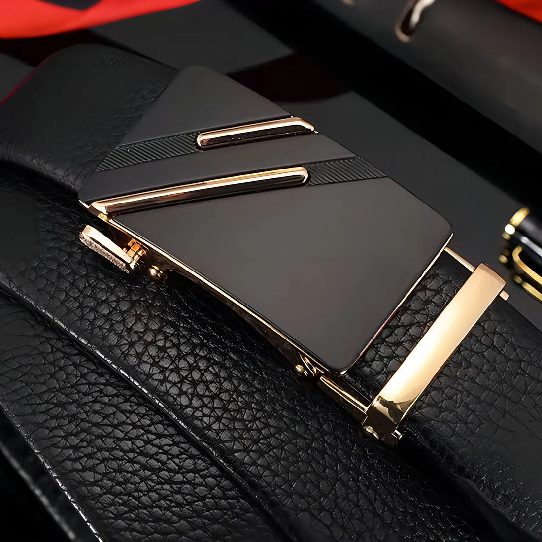 1pc Men's Belt Leather Belt Metal Automatic Buckle Brand Luxury Business Fashion Design Waist Belt for Men Strap Male Jeans Belt