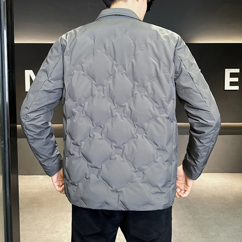 High-quality, fashionable, stylish, versatile and trendy winter men's casual printed suit with new national standard 90 down