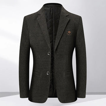 High-quality new fleece casual and fashionable suits for middle-aged and elderly men, single-piece suits with fleece jackets