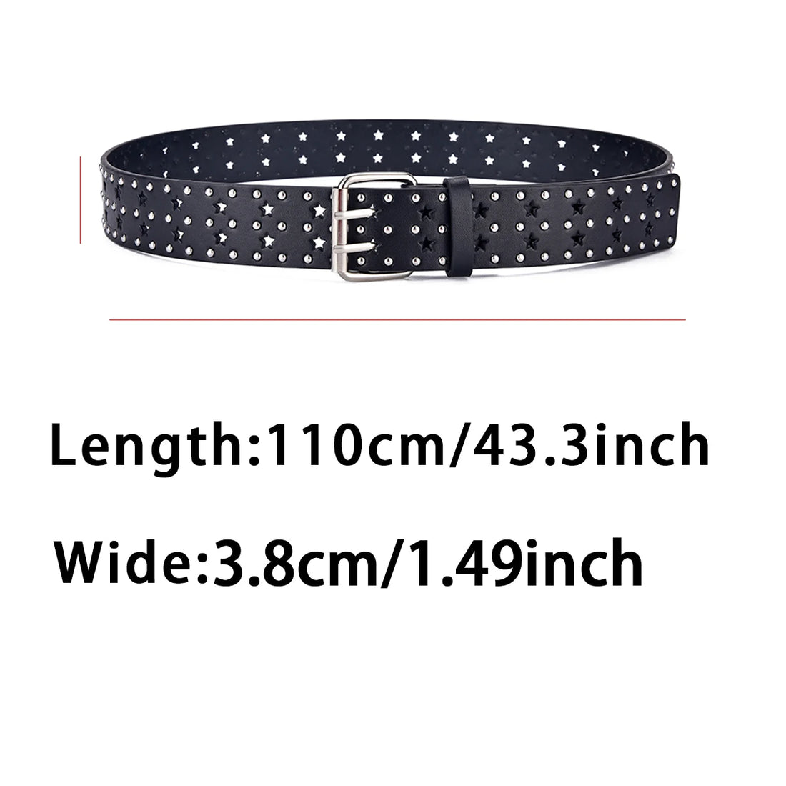 Women's Star Hollow Belt Fashion Double Row Needle Buckle Women's Belt Paired with Jeans Men's Belt Rock Punk Y2K Style