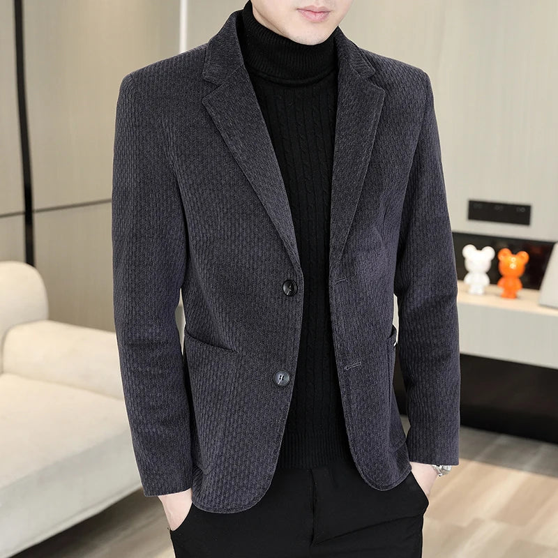 Spring and autumn men's fashionable suit jackets, Korean-style slim-fit small suits, men's single-piece tops, trendy and versati