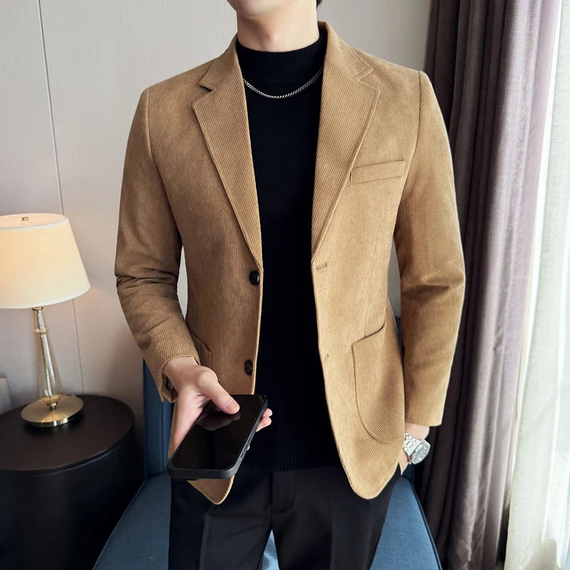 High-End Solid-Color Corduroy Suit Jacket Fashionable Versatile Business Casual Wear New Bestseller Premium Banquet