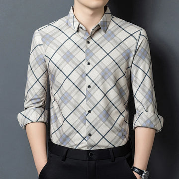 2025 Men's Business Long-Sleeved Shirt High-Quality Fashionable Stylish Versatile Anti-Wrinkle