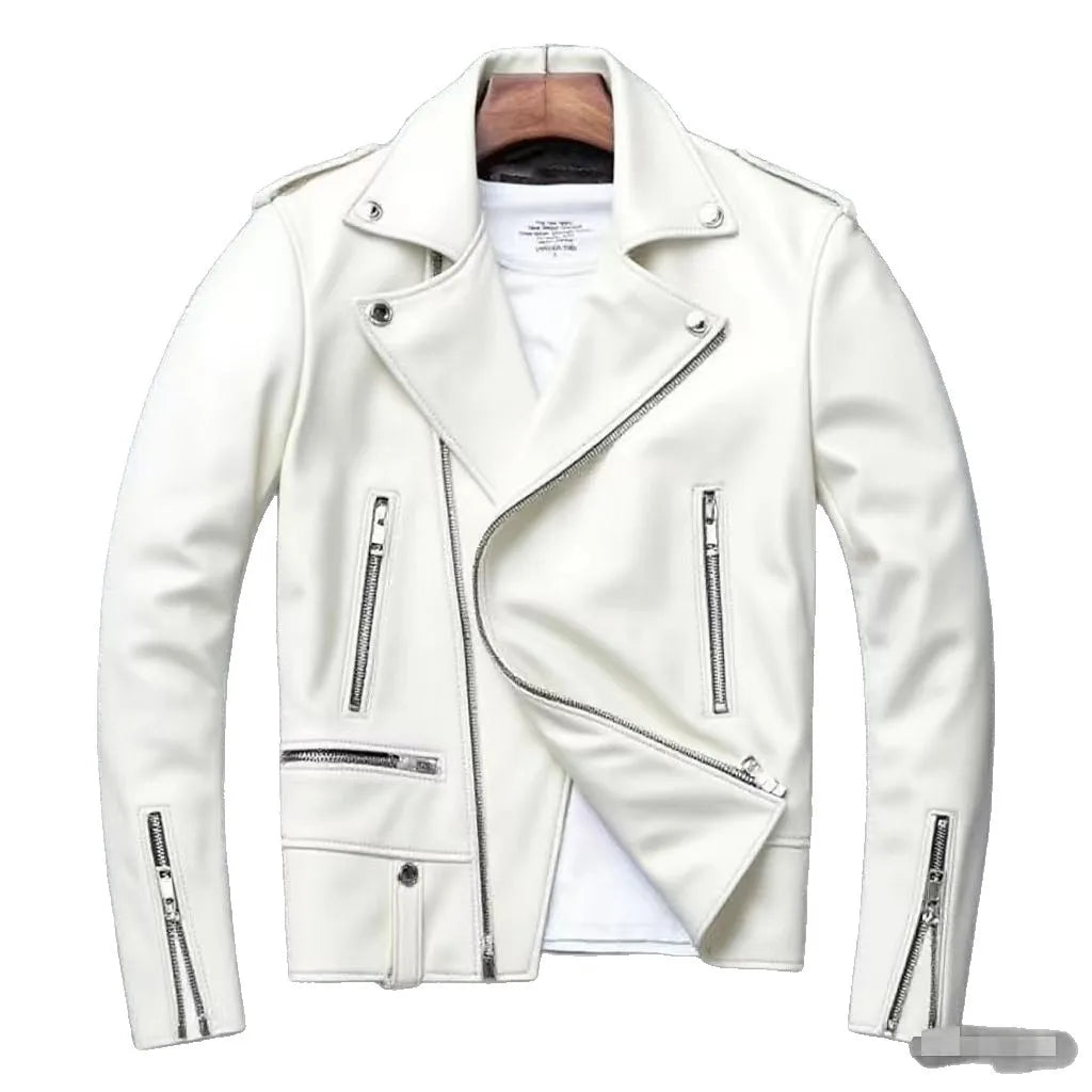 Men's PU Biker Leather Jacket Autumn New Casual Versatile Slim Fit Thickened Large Size Men's Leather Jacket Outerwear