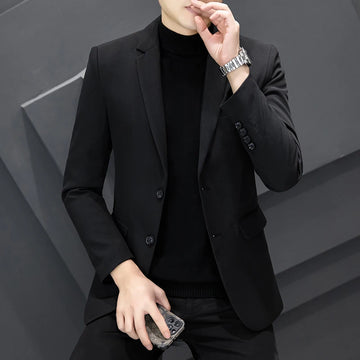 Men's Cotton Thickened Double Buckle Casual Suit Jacket Korean Trend Yuppie Handsome Male Outerwear