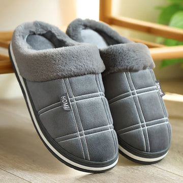 House slippers for men Plaid Warm Soft Comfortable Non Slip Living room Shoes Sturdy Sole Big Size 40-50