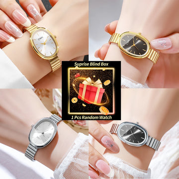 1PC Surprise Mystery Watch Blind Box-Fashion Oval Dial Women Watches Ultra-thin Strap Quartz Wristwatch Reloj Mujer（Without Box）