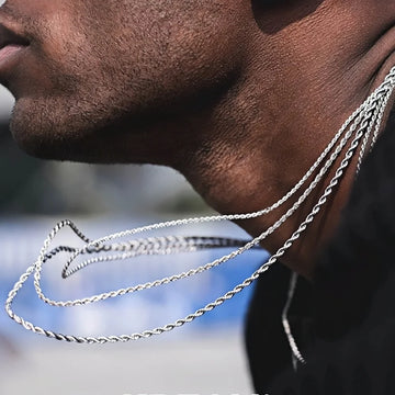 2mm Hip Hop Thin Twist Chain Necklace Punk Silver Color Stainless Steel Men Necklace Fashion Jewelry Accessories