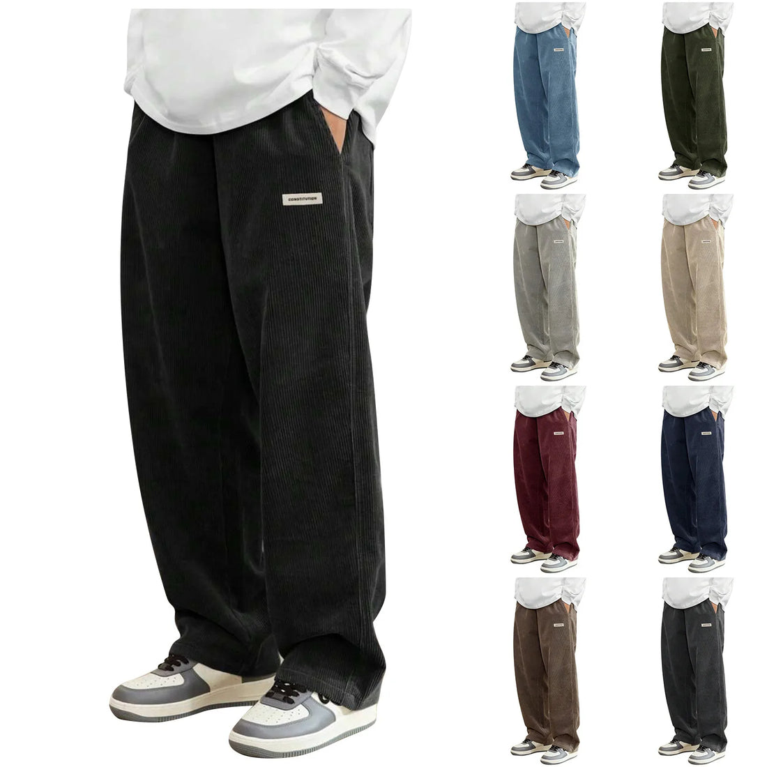Corduroy Pants Men Clothing Sweatpants Loose-Fit Casual Pants Man Baggy Hosen Regular Length Trousers Men Cargo Pants Women